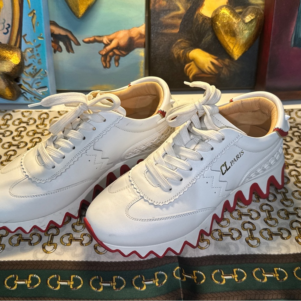 Christian Louboutin White Sneakers with Red Details